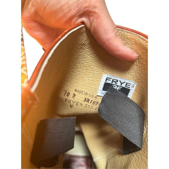 Vintage 80s Frye Campus Boots Women 11.5/ Mens 10 D Red Brown Square Toe Western - Picture 4 of 13